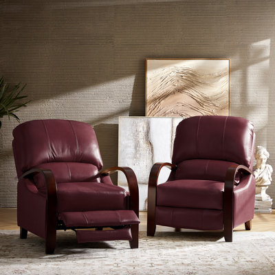 Hardge 29.92" Wide Genuine Leather Manual Standard Recliner