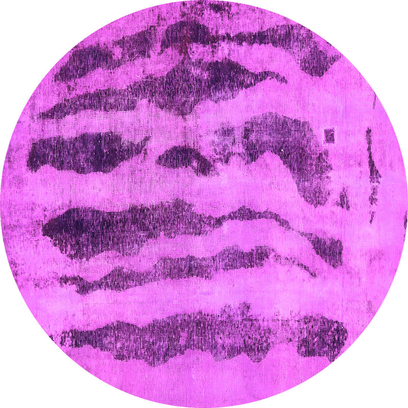 Tapis abstrait rose / mauve fabriqué à la machine, Rond 7 pi