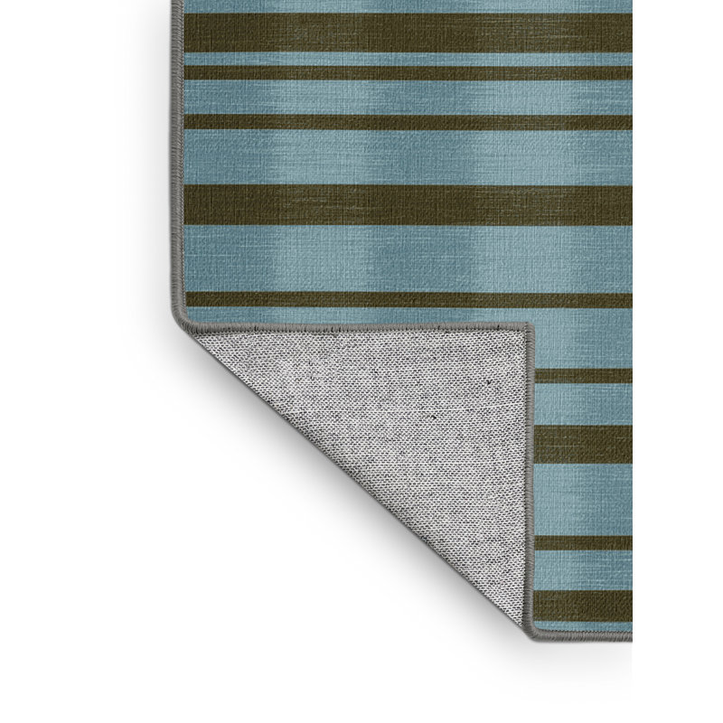 Tapis gris à rayures horizontales lavable à la machine, Rond 5 pi