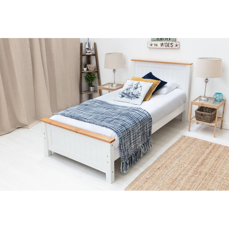 Aubrey Solid Wood Bed with Mattress, Single (3'), 12cm Memory Foam, White