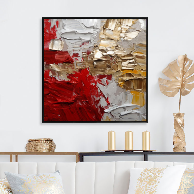 «Cardinal Sin Retro Delight Abstract Red & Gold», reproduction d'art sur toile, H 24 po x l 24 po x P 1 po