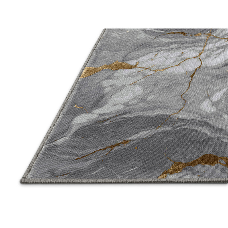 Tapis gris lavable à la machine, Rectangle 4 pi x 6 pi