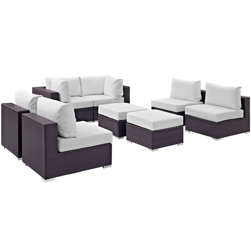 Convene 8 - Person Patio Conversation Set with Cushions, Espresso White