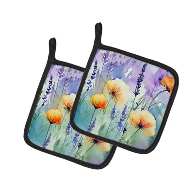 Caroline's Treasures Floral Polyester Potholder Set