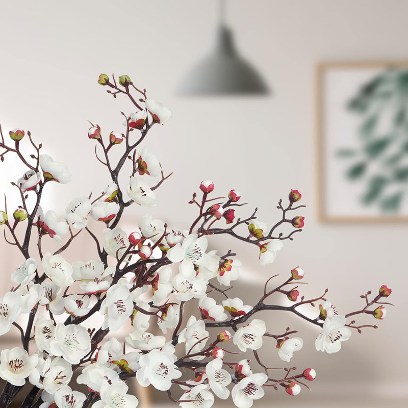 6pcs Artificial Peach FlowerCherry Blossom Flowers Silk Plants,Use to Christmas Decorations Thanksgiving Table Decor Home Decor Festival Party Deco without vase