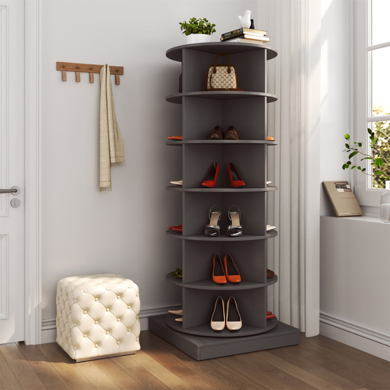 360 Rotating Shoe Cabinet 6 Layers, Gray