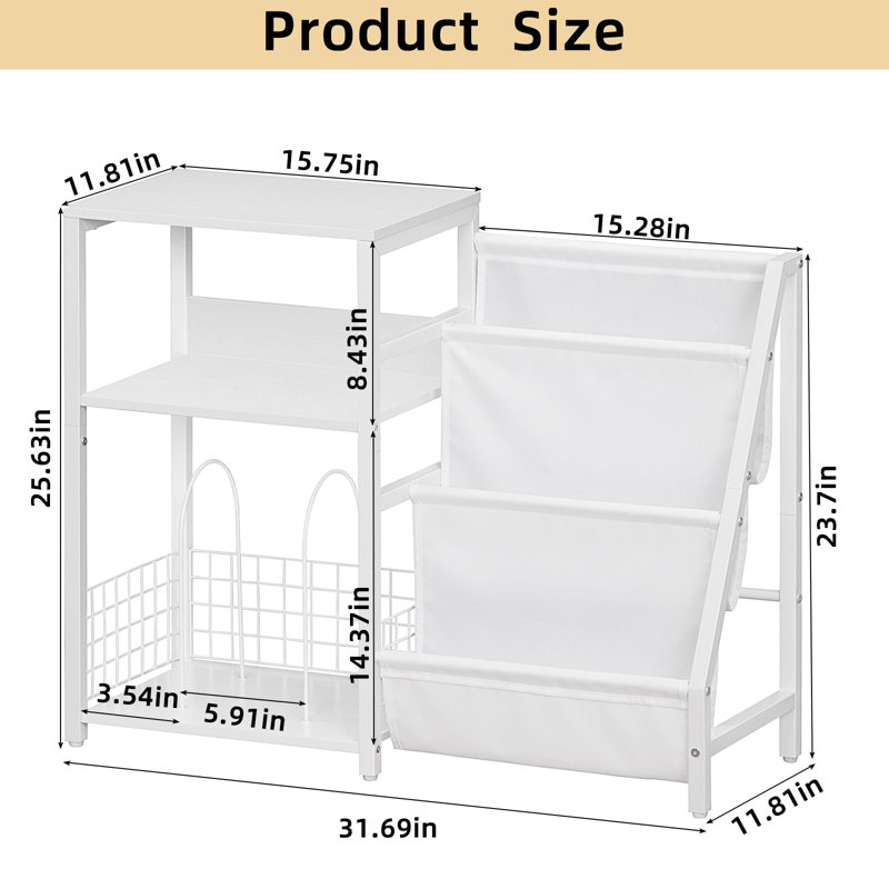 Natural White Vinyl Record Player Stand With Large Storage And Display Shelf