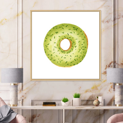 " Green Donut With Sprinkles On White " Painting Print