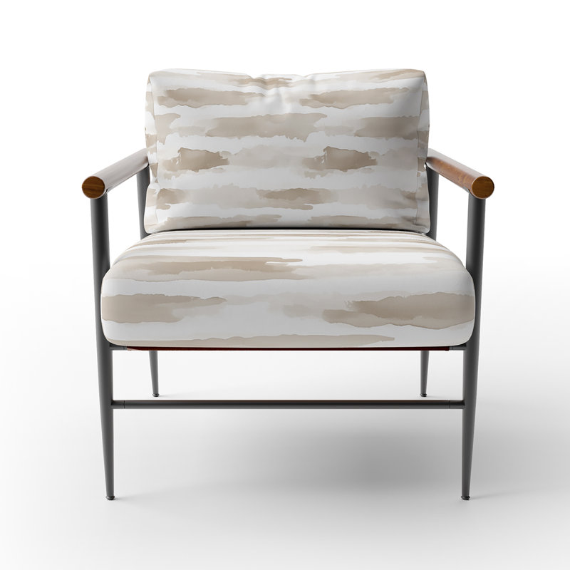 Chaise rembourrée Abstract, Bras ronds bruns