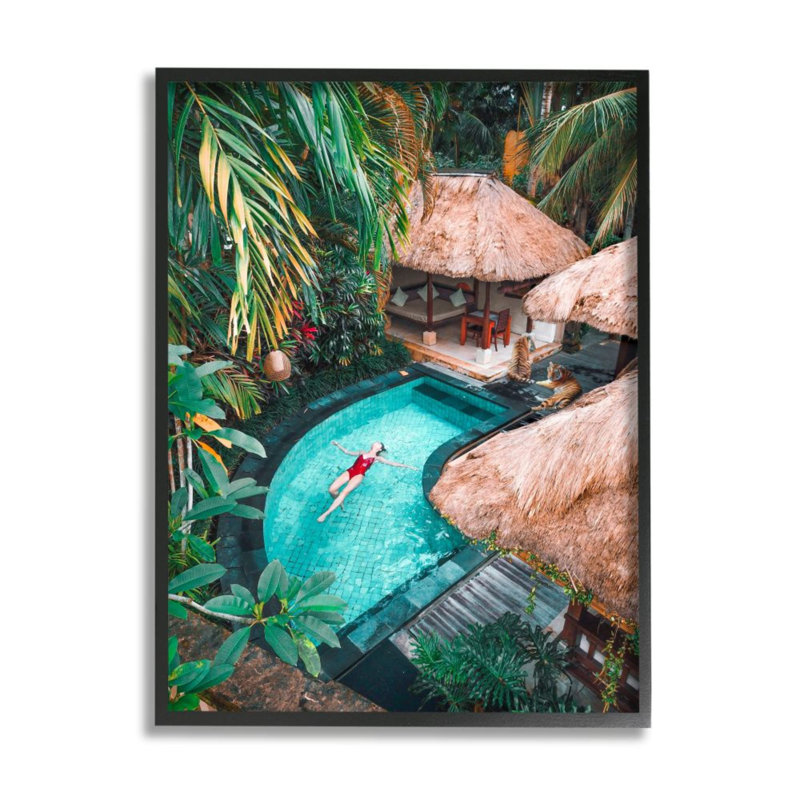 «Femelle dans une piscine tropicale, forêt de tigres» par Ziwei Li - impression, Giclée encadrée noir minuit