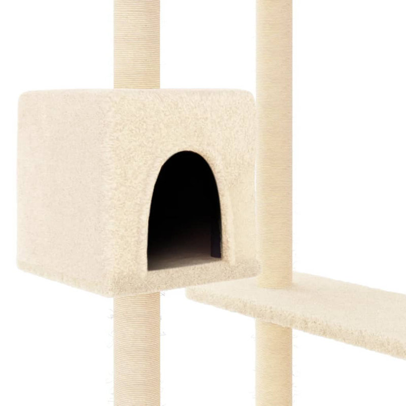 vidaXL Cat Tree Engineered wood, plush, sisal Medium Durable, Cream