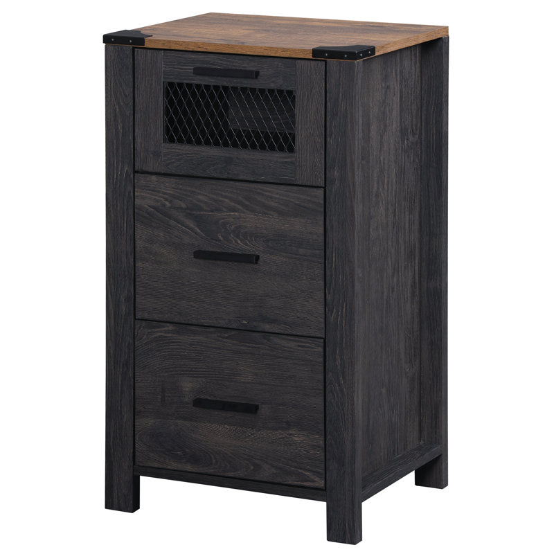 Vita 3 - Drawer End Table Set, Light Brown, Black