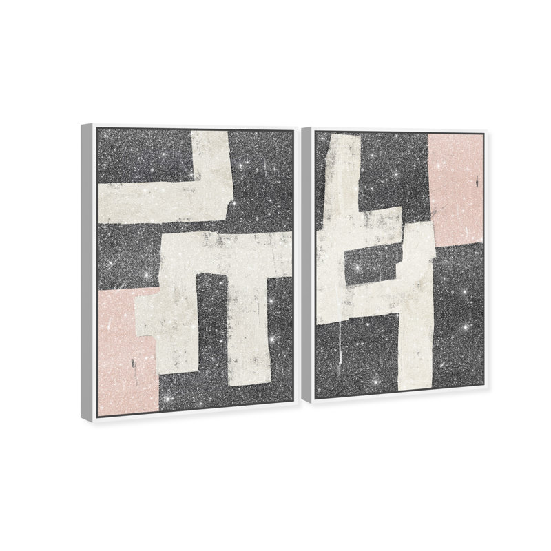 Placed Together Set Set by Oliver Gal, 37"H x 55"W, White Floater Frame