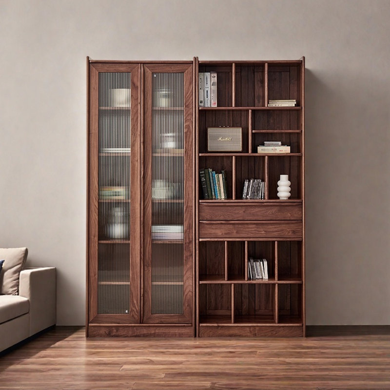 Pure solid wood black walnut bookcase