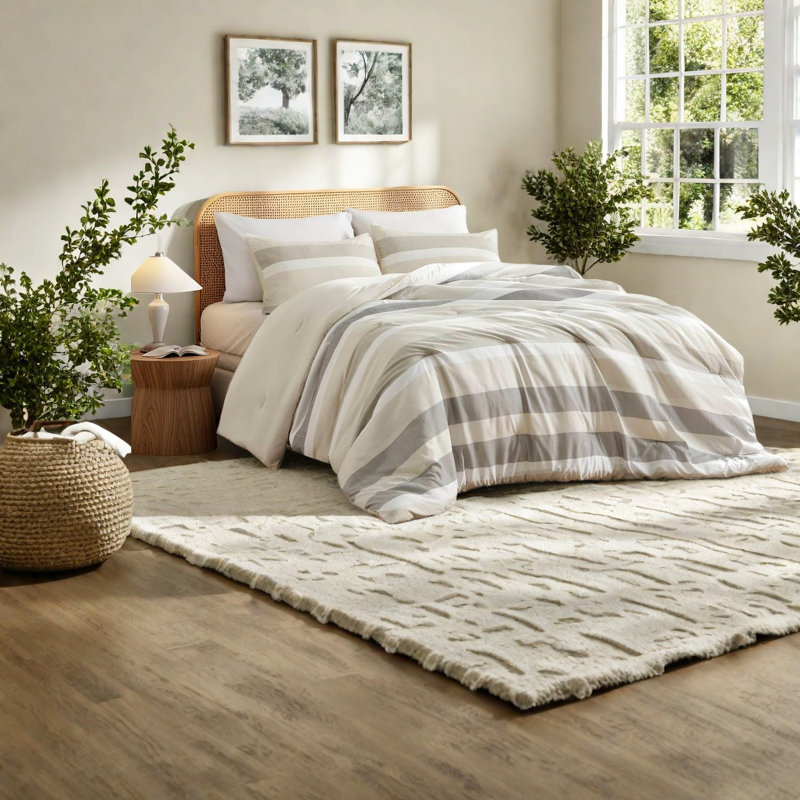 Premium Bedding Sets, Polyester Comforter, Modern Striped Design, Year-round Comfort
