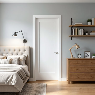 Porte intérieure à un panneau en bois blanc de style Shaker, 30 po x 80 po, avec surface apprêtée