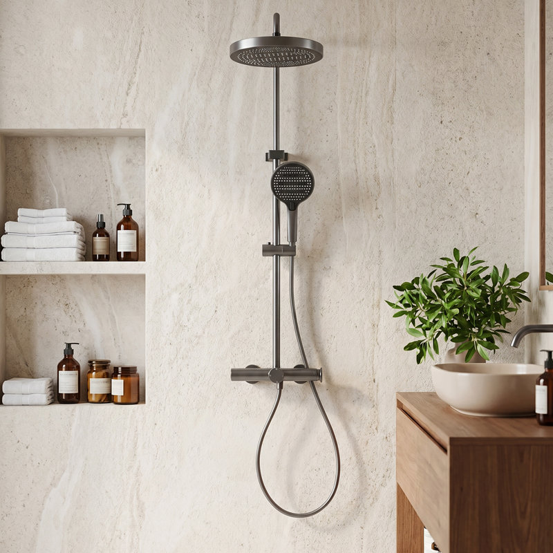 Wall-Mount Bathroom Piano-Key Panel Shower System Set