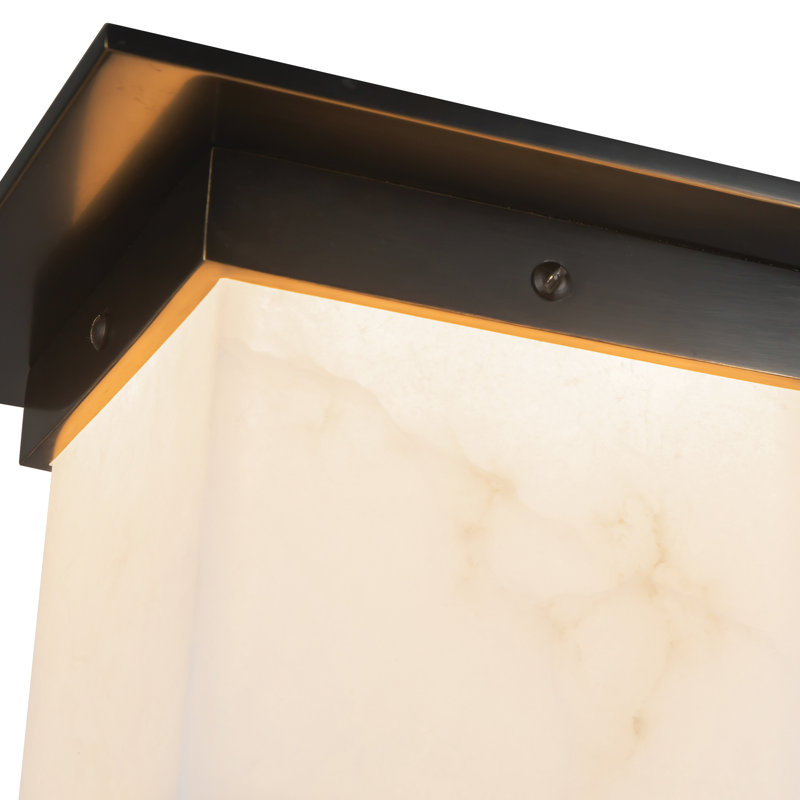 Mineral 8-in Brass Flush Mount, Alabaster, Oil Rubbed Bronze