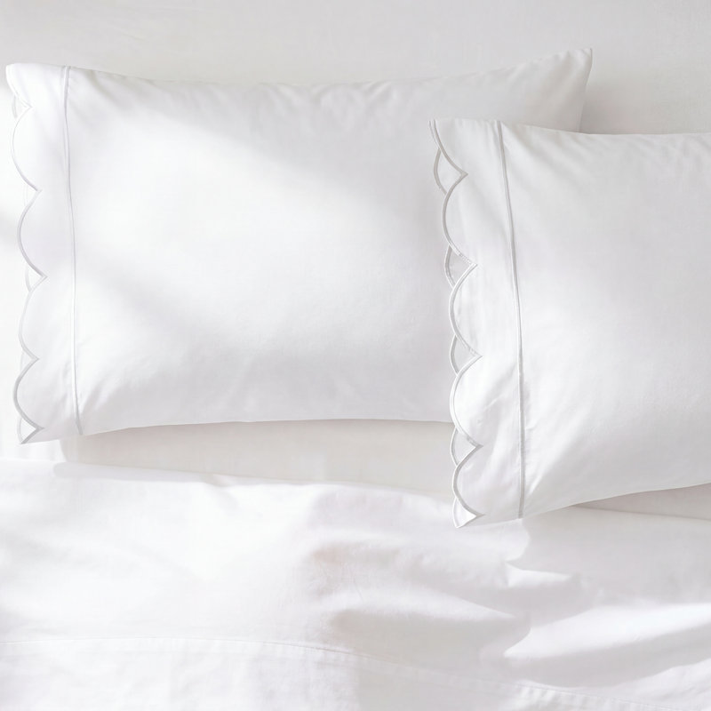Michelet SCALLOP FRAME PERCALE PCASE, White, King Pillowcase