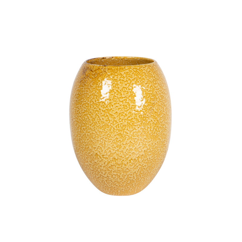 YELLOW CERAMIC VASE, overall height- 28cm