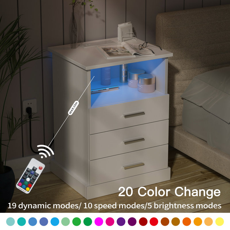 Tahliya 16.9'' W Nightstand, White, Set of 2