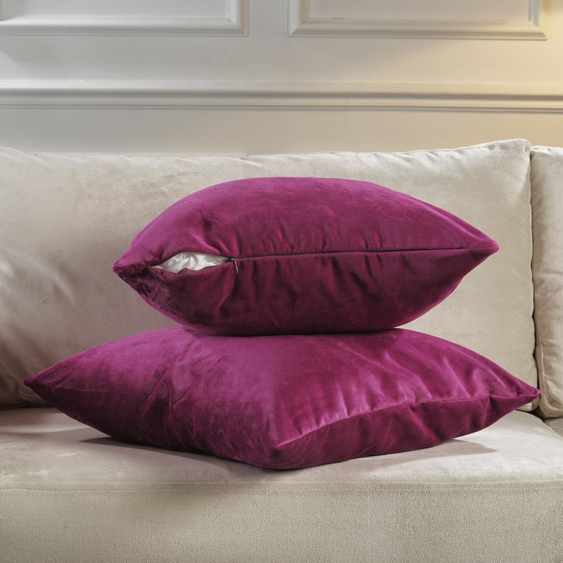 Matte Velvet Pillow Cover, 22" x 22", 51 Fushia