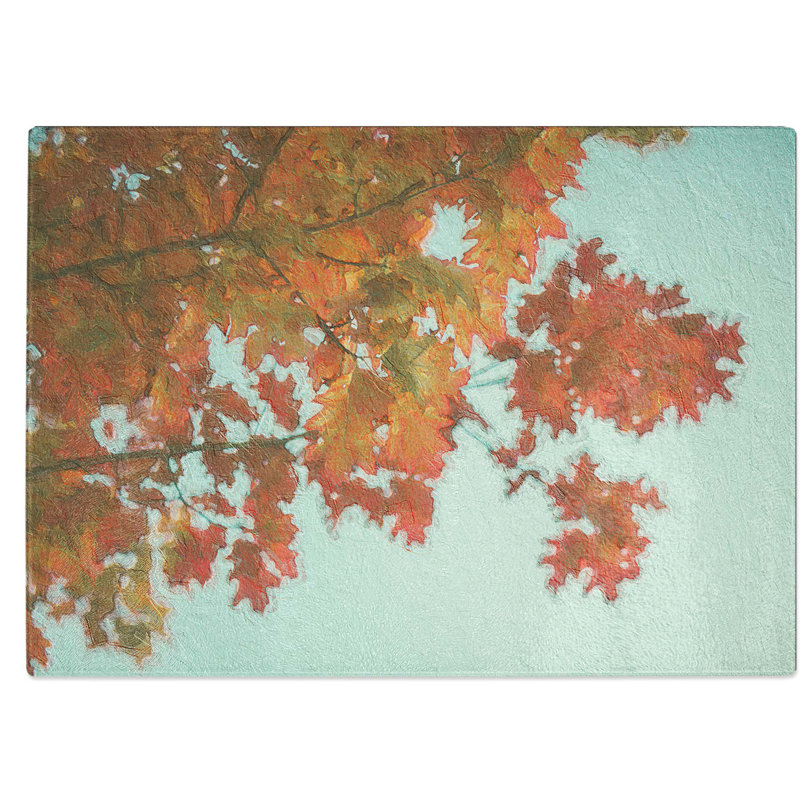 Tempered Glass Autumn Leaves Chopping Board, 28.5 cm W x 20 cm L