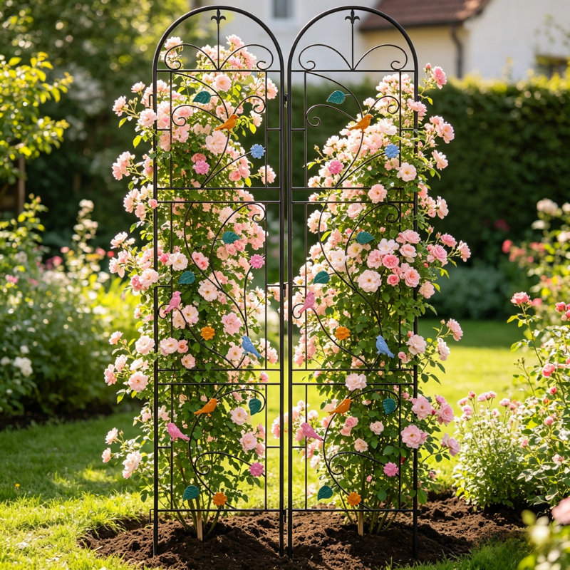 214cm H x 97.5cm W Iron Arched Trellis