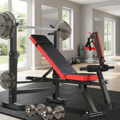 Himimi Foldable Weight Bench with Removable Rowing System, 600 lb Capacity for Home Strength Training