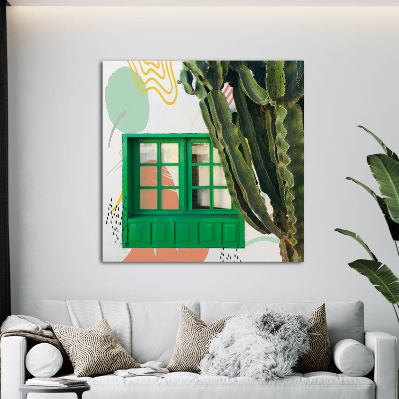 Cactus - reproduction sur toile tendue, H 8 po x l 8 po x P 1,5 po