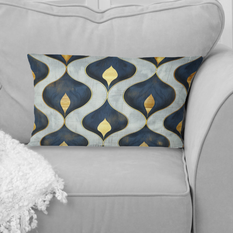 Coussin lombaire moderne bleu et doré Ogee Patten IV