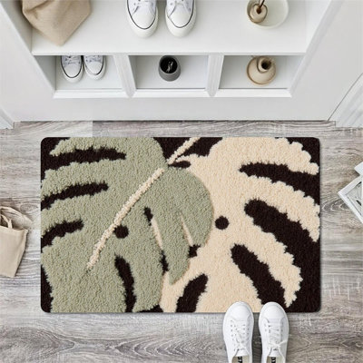 Monstera Leaf Tufted Doormat for Outdoor and Indoor, 36 x 24 inch