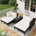 Black Rattan Beige Cushion