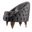 Chaise avec revêtement en velours capitonné à boutons en tissu gris