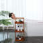 Panier de rangement en teck pour coin de douche avec tablette à 3 niveaux et poignée