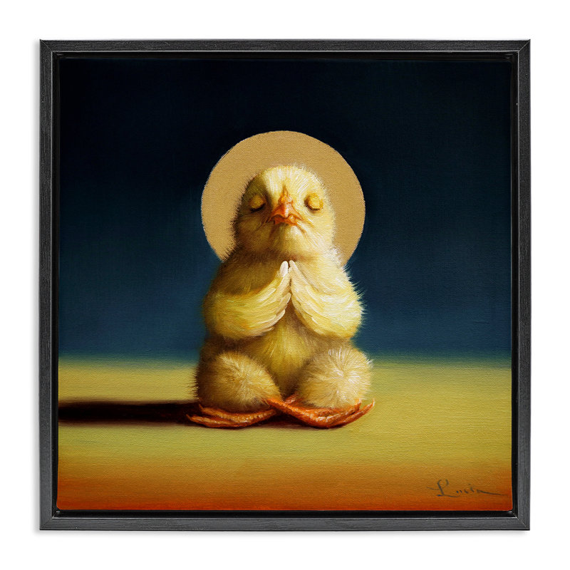 Meditating Yoga Chick, Jet Black Floater Frame, 25" H x 25" W