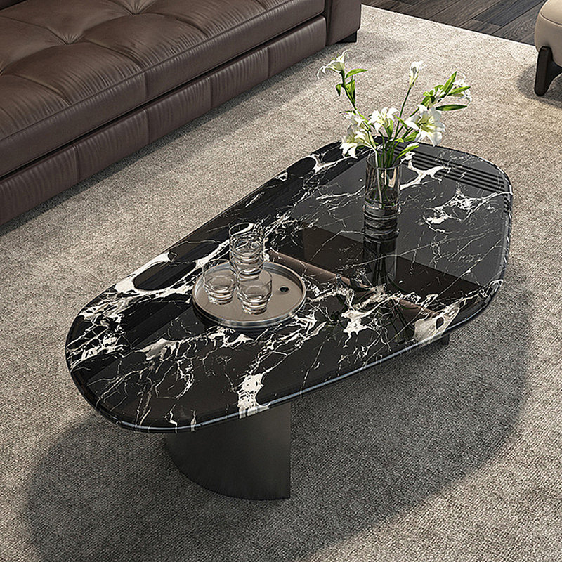 Modern minimalist marble coffee table, 15.75" H x 51.18" L x 31.5" W