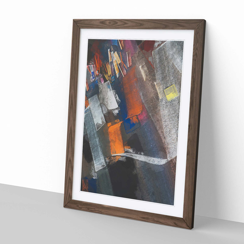 Strokes of Colour in Abstract - Picture Frame Graphic Art Print, 65cm H x 48cm W x 2cm D, Walnut Framed