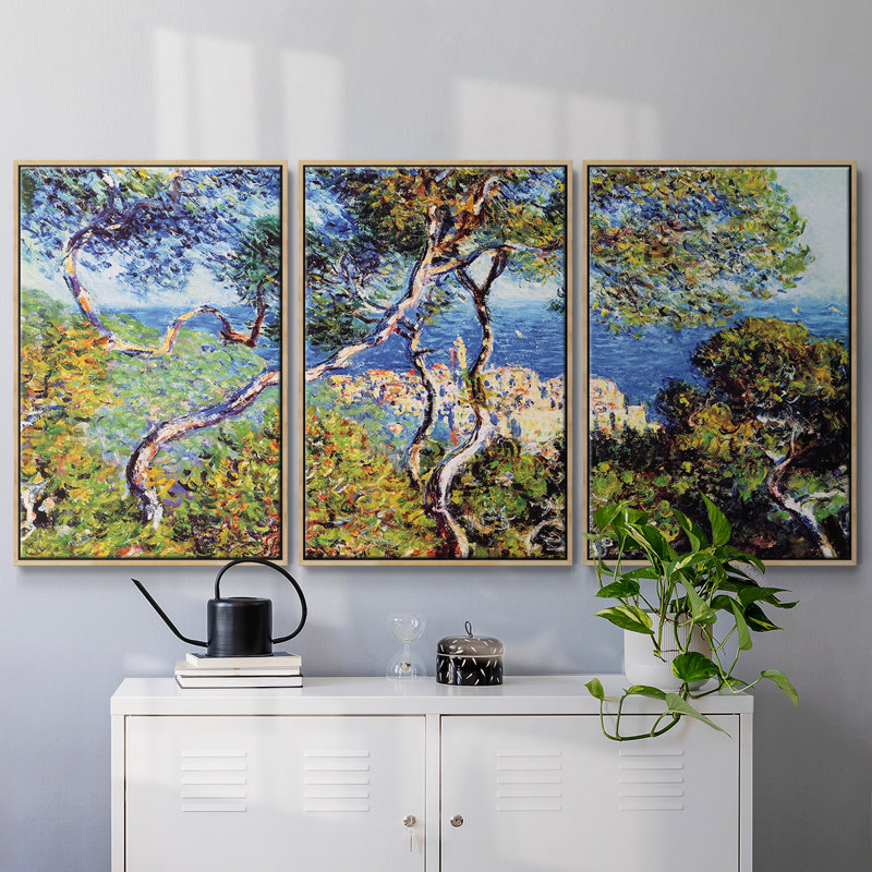 Monet, encadré sur toile, 3 pièces, Naturel, H 24 po x l 48 po x P 2 po