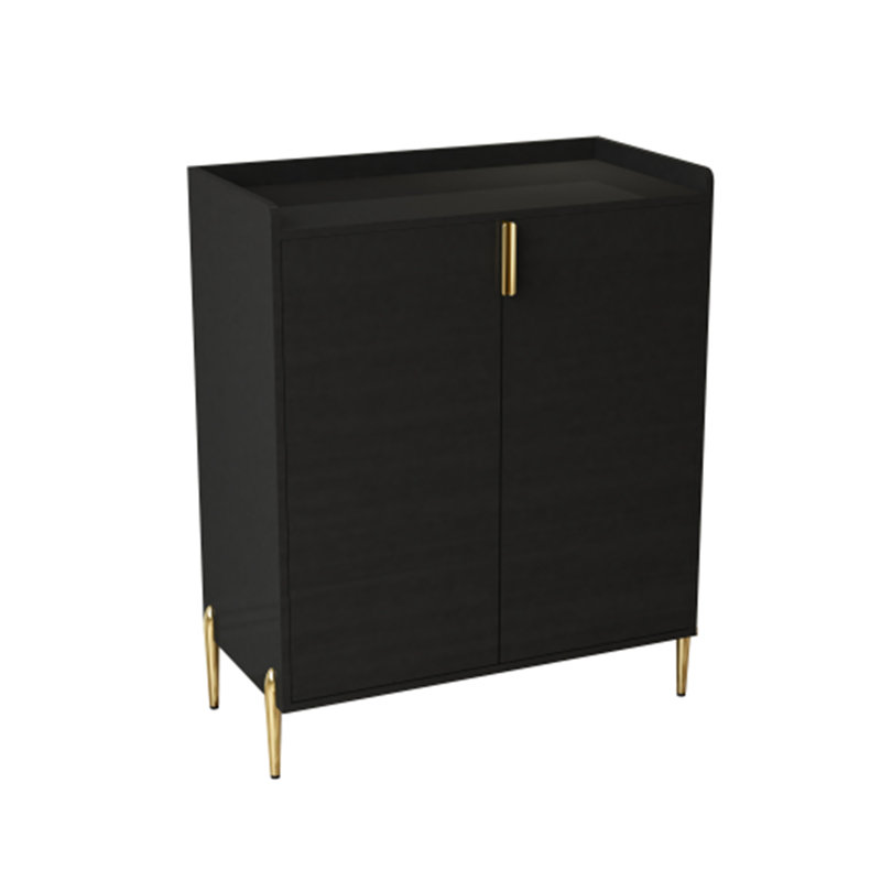 Black 2-Door Home Wine Bar Cabinet with Wine Rack & Adjustable Shelves, Modern Soft-Close Sideboard for Dining & Living Room
