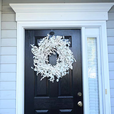 24" Artificial Farmhouse Berry Blossoms Cluster Christmas Day Winter Wreath For Front Door
