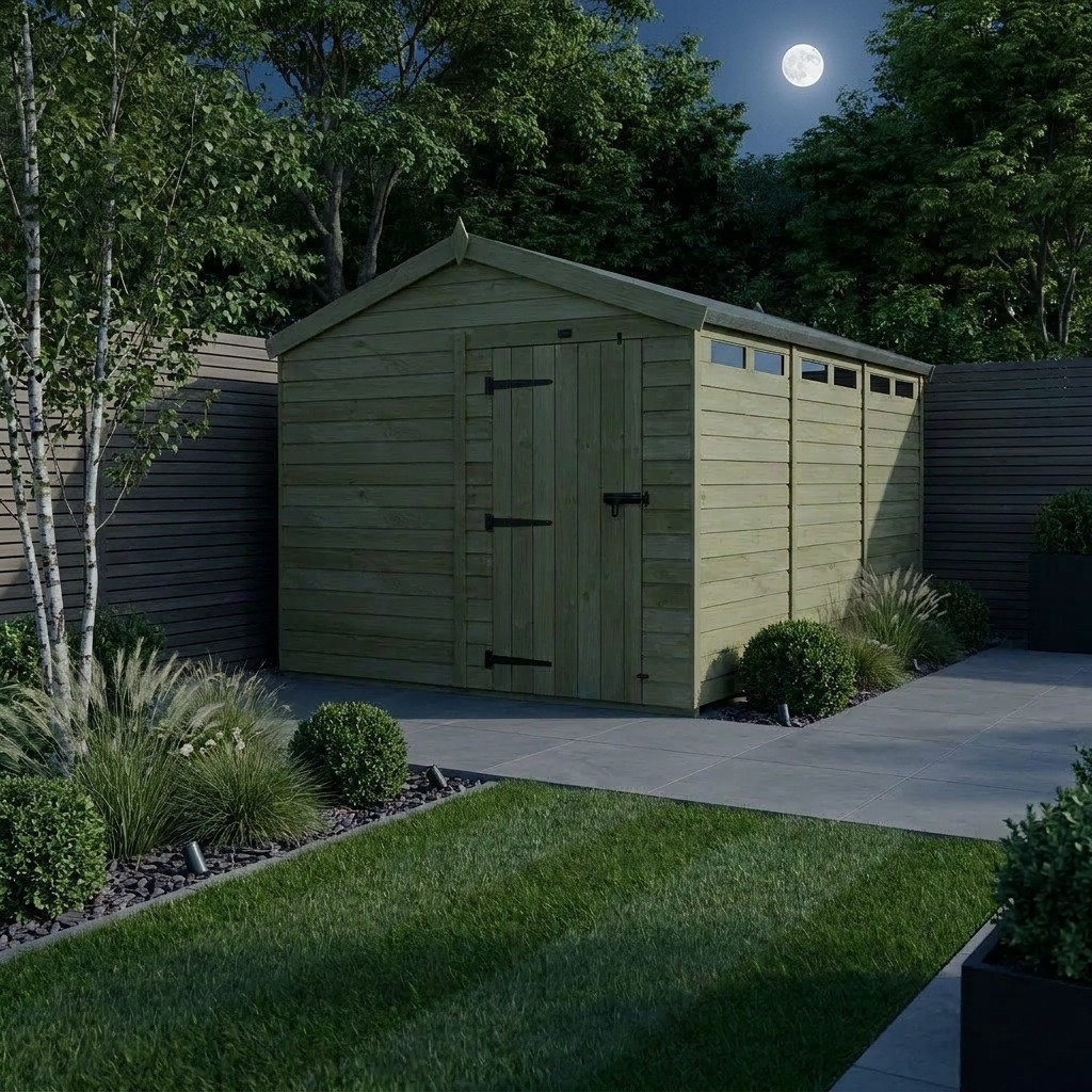 Total Sheds 8ft x 19ft Security Apex Shed - Heavy-Duty Hasp Staple Anti-Tamper - Pressure Treated Timber - UK Manufactured