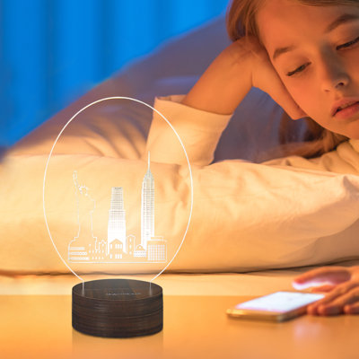 LED night light wooden table lamp with ABS Base&Arcylic Plate FOR home decoration