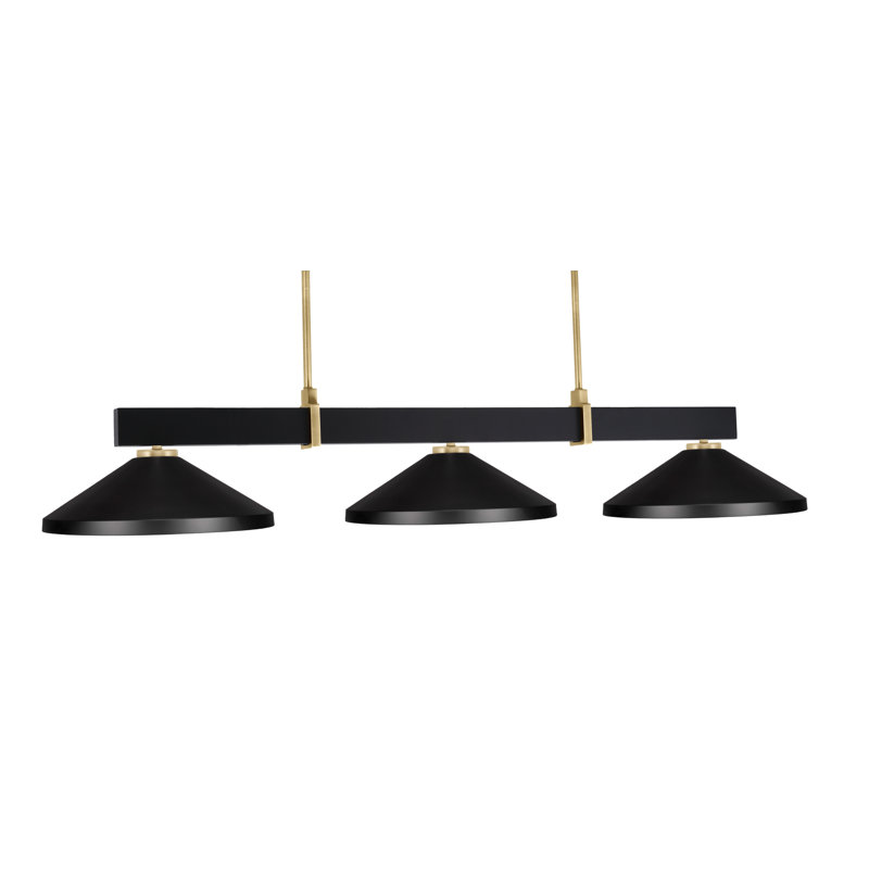Bar 3 lumières Raheemah Wellington, Noir mat / laiton, Noir mat, H 9 po x l 14 po x P 14 po