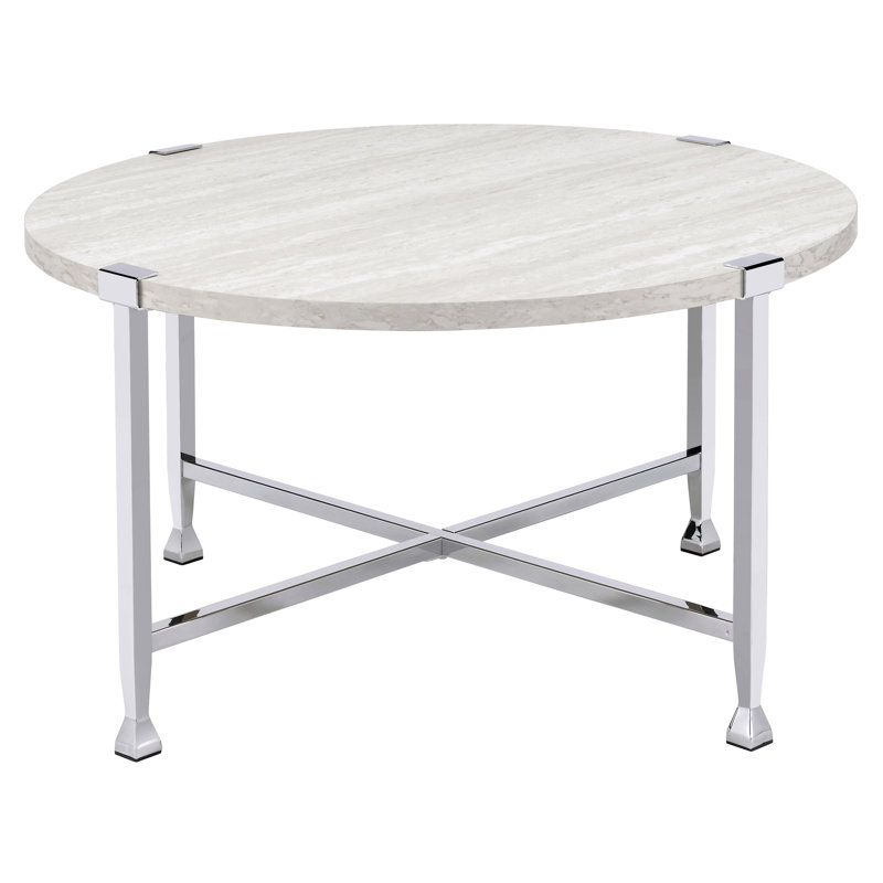 Table basse ronde industrielle - Chêne blanc et matériaux sélectionnés et pour le style de salon