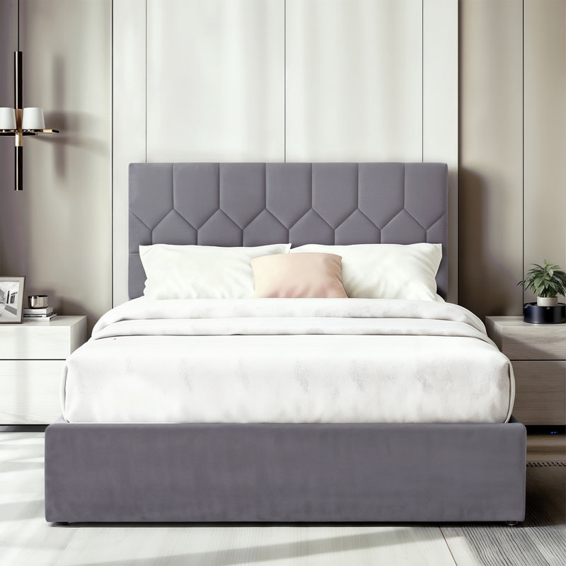 Grimsby Upholstered Double Bed, Grey