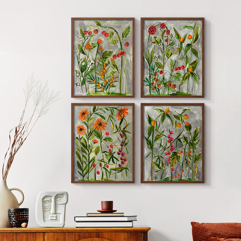 «Dear Nature I», ensemble de 4 reproductions encadrées, H 20 po x l 16 po, Naturel