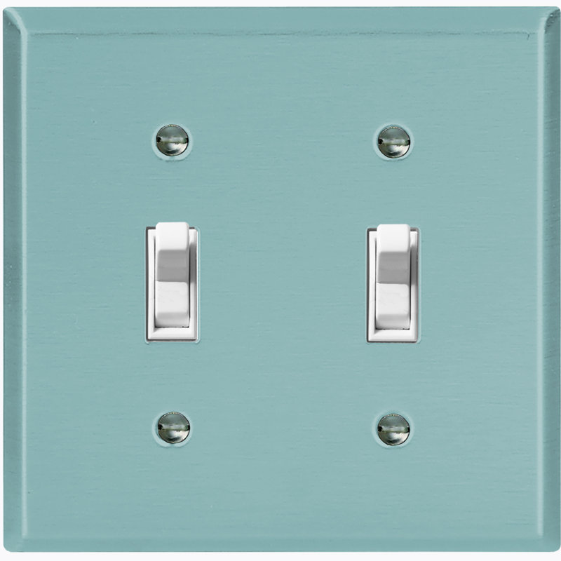 No Subject 2 - Gang Toggle Light Switch Standard Wall Plate, Mint Green