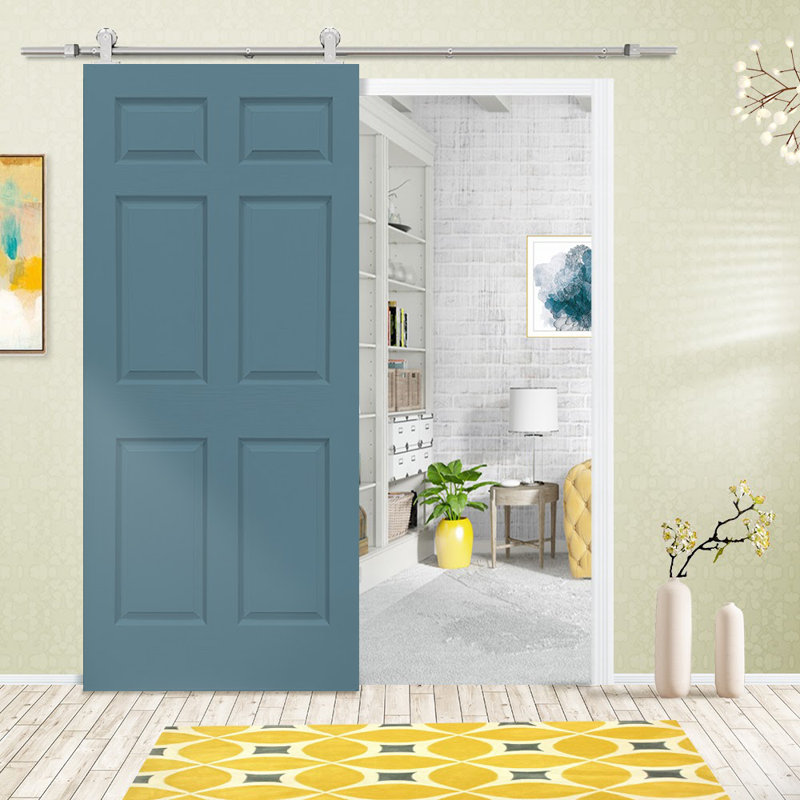 Dignity Blue MDF Bi-Fold Barn Door with Black Hardware, 30" x 80"