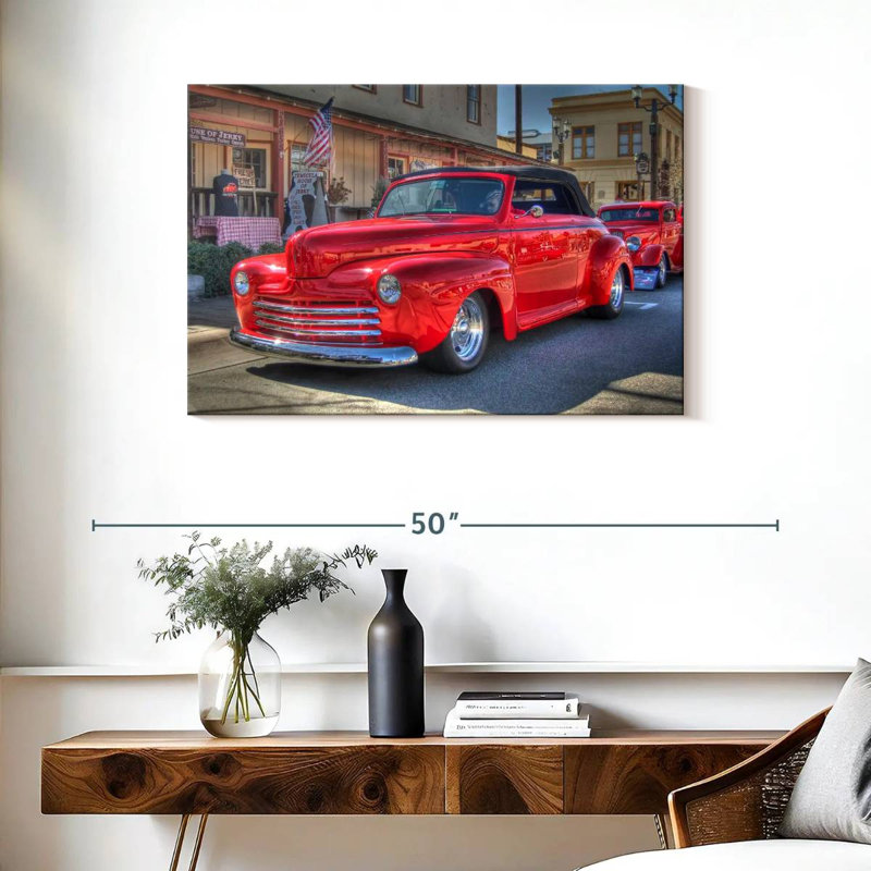Voiture rouge classique Mehar USA avec toit, H 24 po x l 36 po
